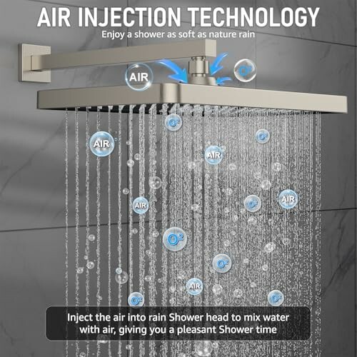 Showerhead with air injection technology demonstrating water flow.