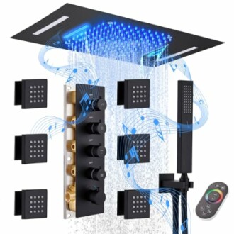 LED shower system with music and remote control